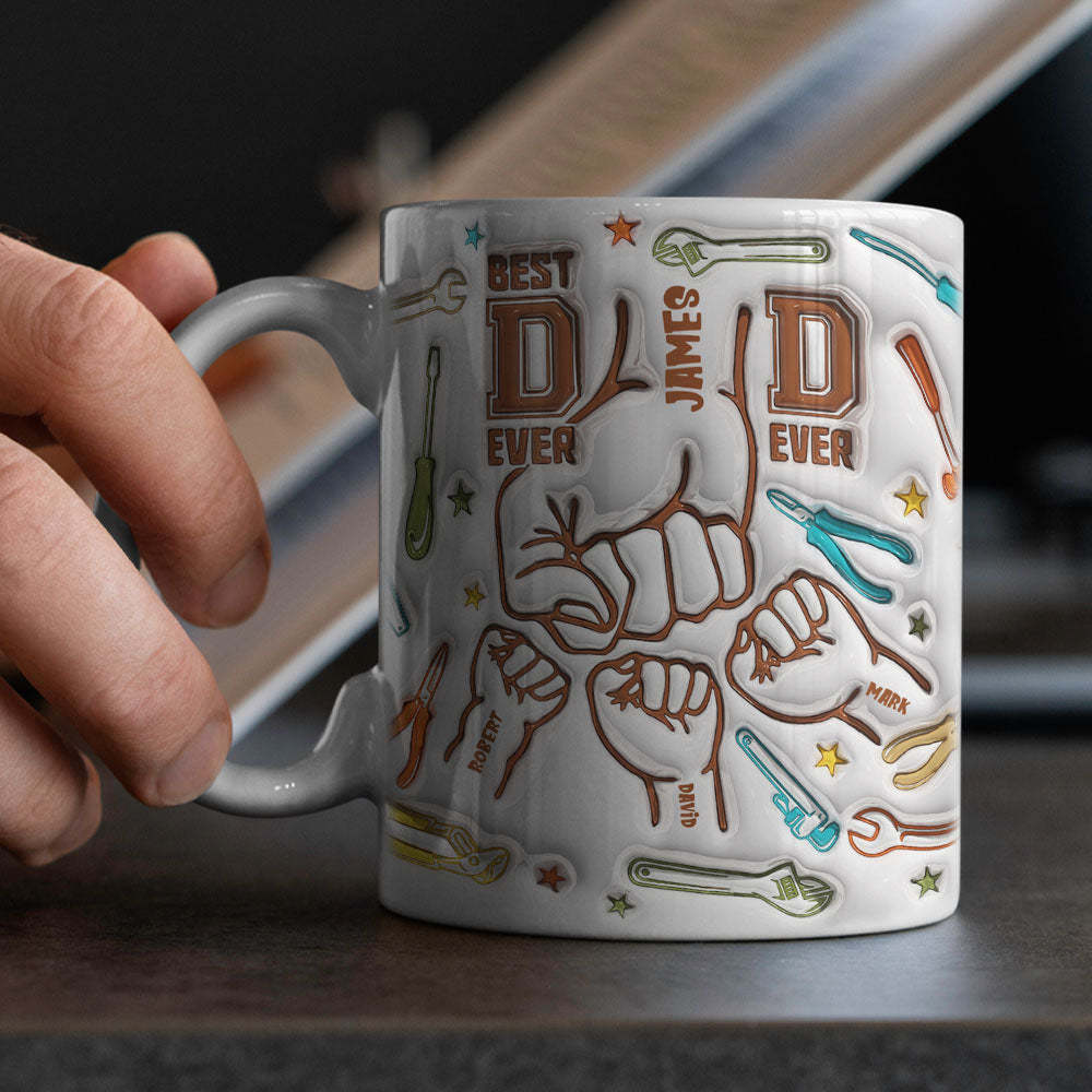 Father's Day Gifts for Dad Personalized Names Custom 1-6 Kids 3D Inflated Effect Printed Mug