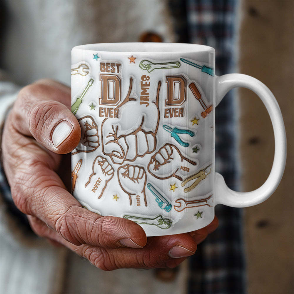 Father's Day Gifts for Dad Personalized Names Custom 1-6 Kids 3D Inflated Effect Printed Mug