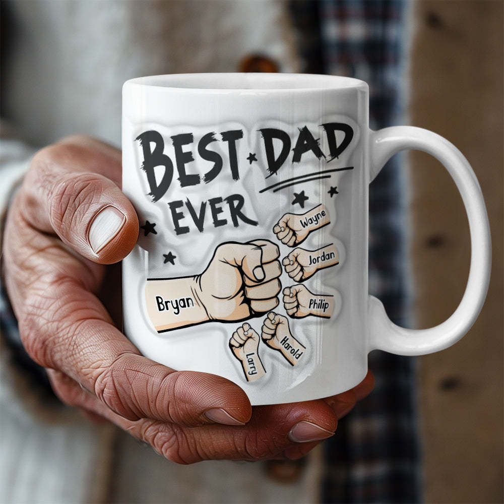 Father's Day Gifts Custom 1-6 Kids Personalized Names 3D Inflated Effect Printed Coffee Ceramic Mug You are My Best Dad