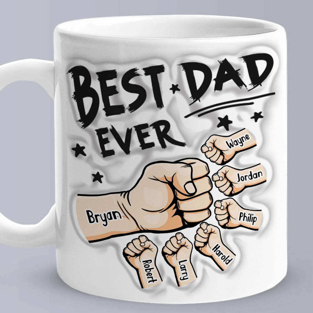 Father's Day Gifts Custom 1-6 Kids Personalized Names 3D Inflated Effect Printed Coffee Ceramic Mug You are My Best Dad