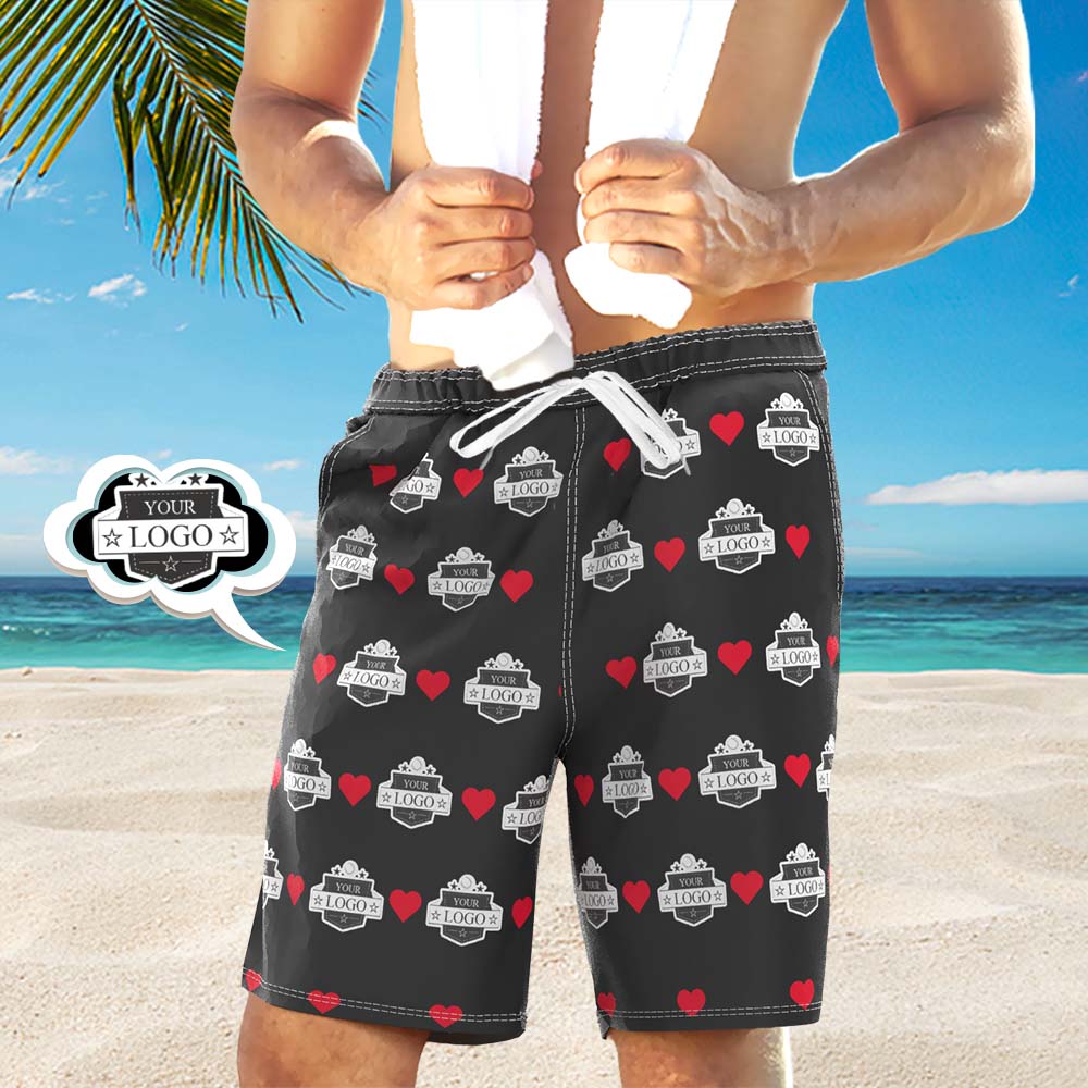 Custom Logo Swim Trunk Unqiue Gifts For Him - Heart - MyFaceBoxerAU