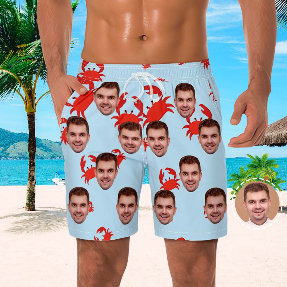 Custom Face Shorts Men's Beach Photo Shorts Little Crab Design - MyFaceBoxerAU