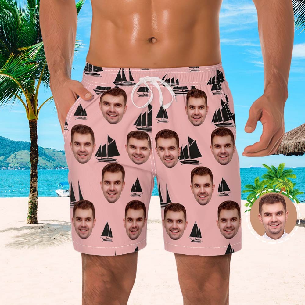 Custom Men's Beach Shorts Men's Face Shorts Yawl Design - MyFaceBoxerAU