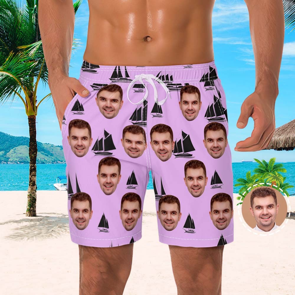 Custom Men's Beach Shorts Men's Face Shorts Yawl Design - MyFaceBoxerAU