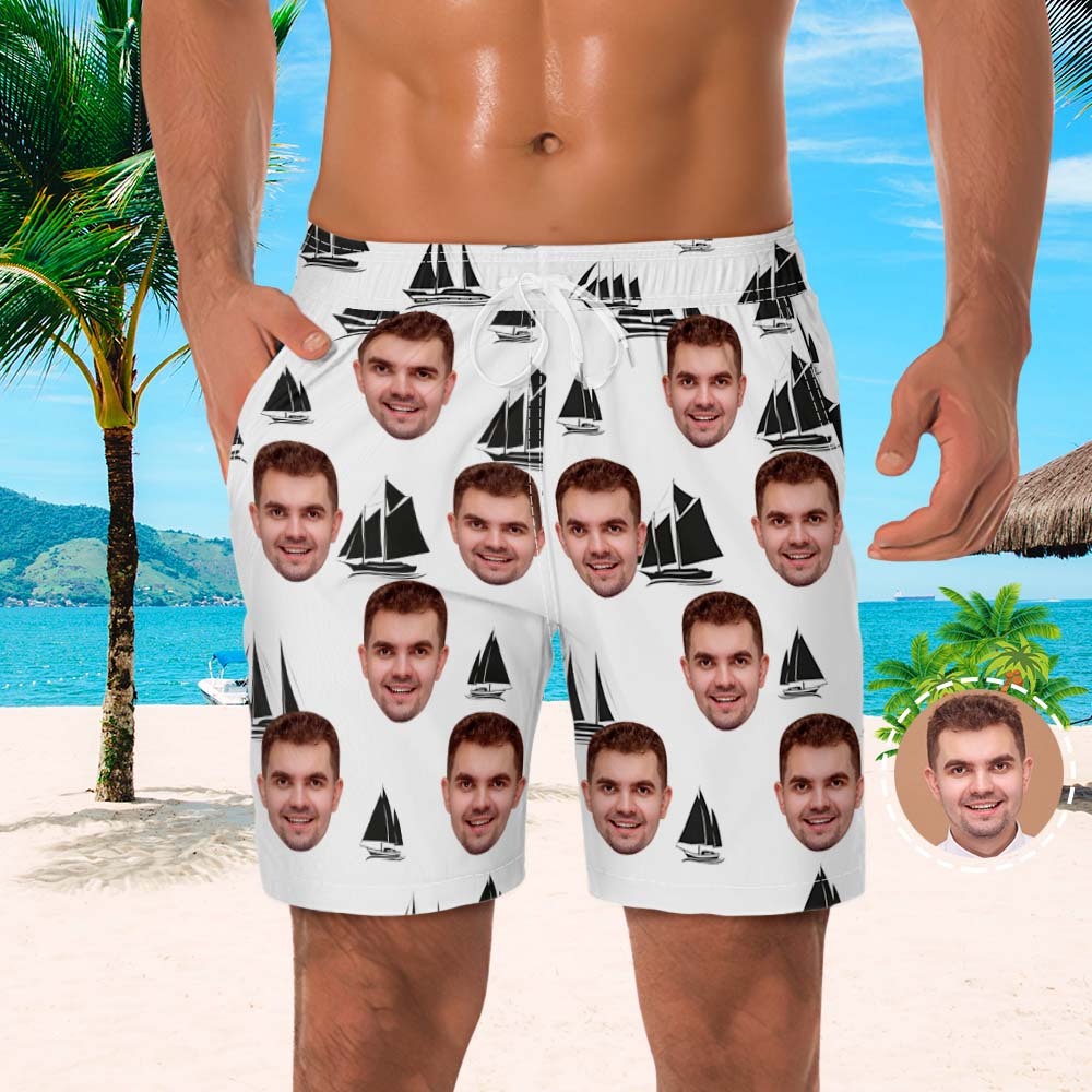 Custom Men's Beach Shorts Men's Face Shorts Yawl Design - MyFaceBoxerAU
