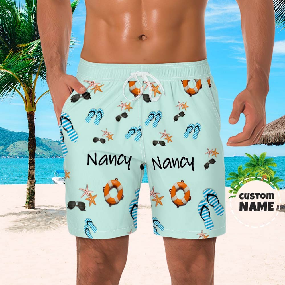 Custom Men's Shorts Custom Name Summer Beach Shorts - MyFaceBoxerAU