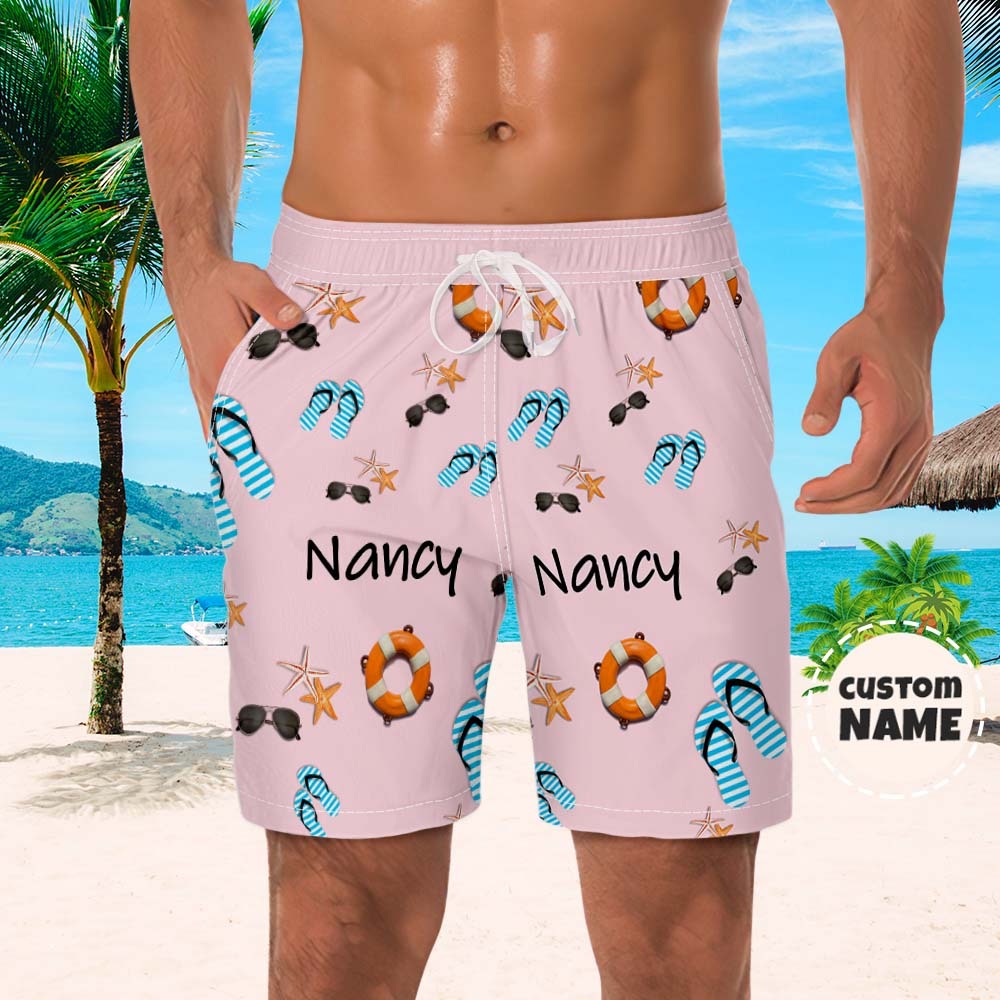 Custom Men's Shorts Custom Name Summer Beach Shorts - MyFaceBoxerAU