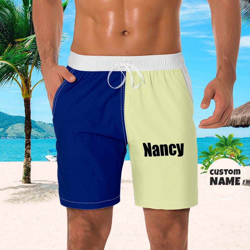 Custom Men's Beach Shorts Custom Name Swim Trunk-Contrast Color - MyFaceBoxerAU