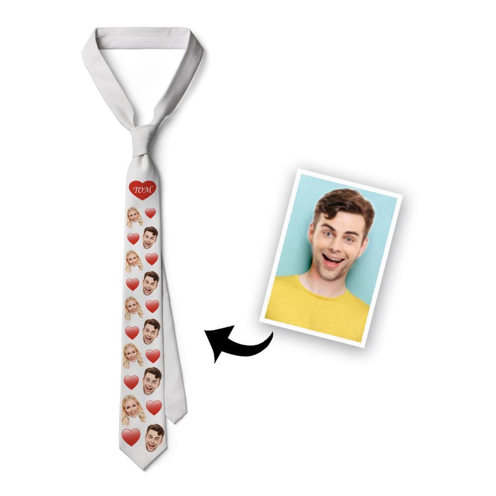 Custom Face And Name On White Necktie - MyFaceBoxerAU