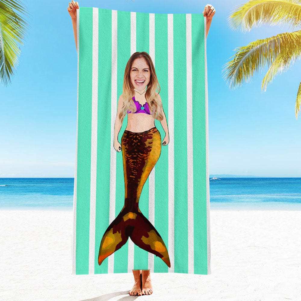 Custom Face Beach Towel Personalized Sexy Bikini Girl Beach Towel Funny Gift for Summer - MyFaceBoxer