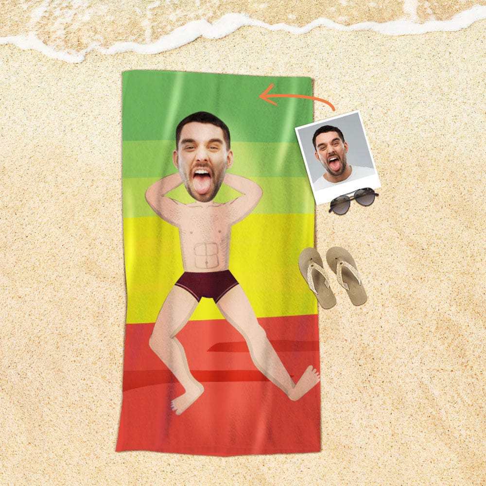 Custom Face Beach Towel Personalized Hormonal Man Beach Towel Funny Gift for Summer - MyFaceBoxer
