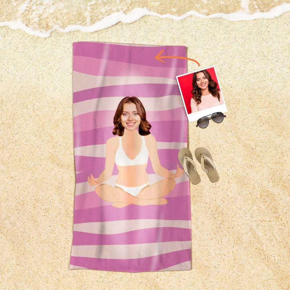 Custom Face Beach Towel Personalized White Bikini Beauty Style Beach Towel Funny Gift for Summer - MyFaceBoxer