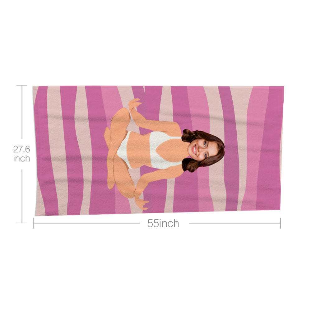 Custom Face Beach Towel Personalized White Bikini Beauty Style Beach Towel Funny Gift for Summer - MyFaceBoxer