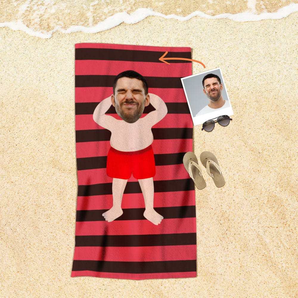 Custom Face Beach Towel Personalized Plus Size Man Beach Towel Funny Gift for Summer - MyFaceBoxer
