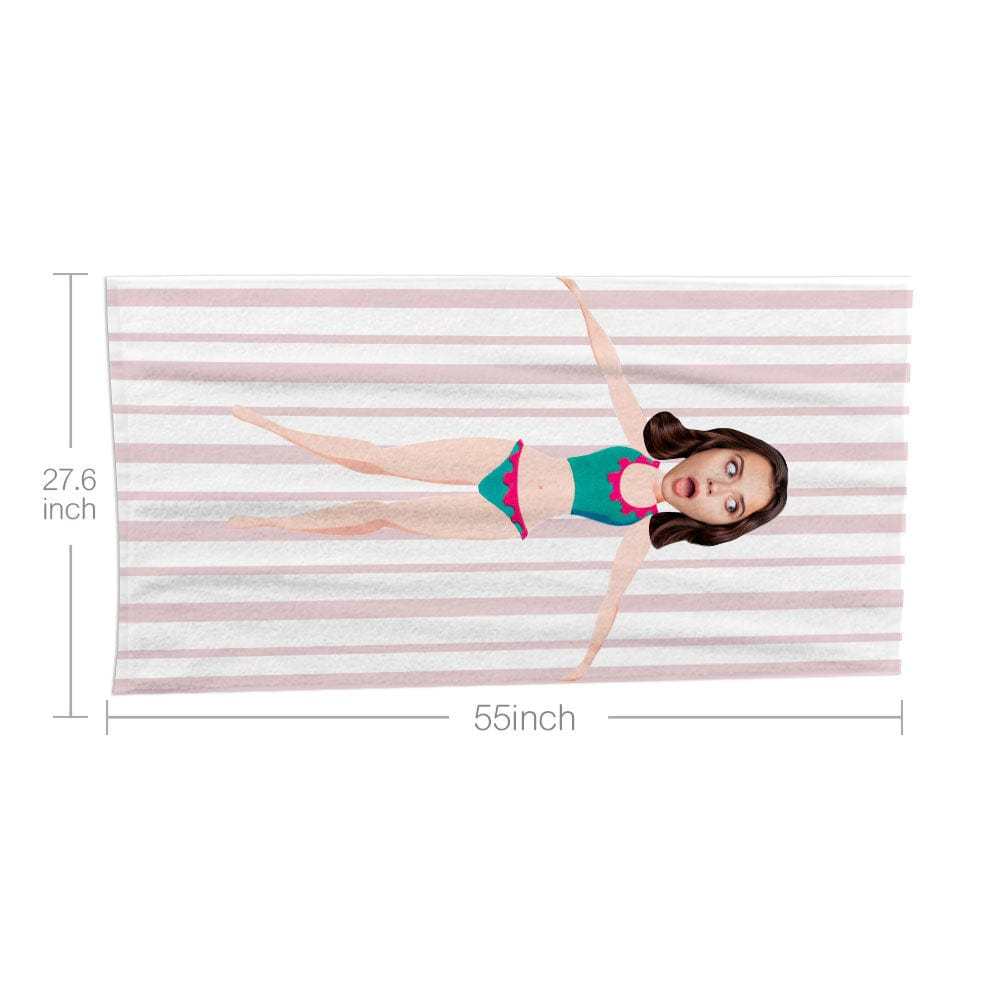 Custom Face Beach Towel Personalized Sunny Beauty Style Beach Towel Funny Gift for Summer - MyFaceBoxer