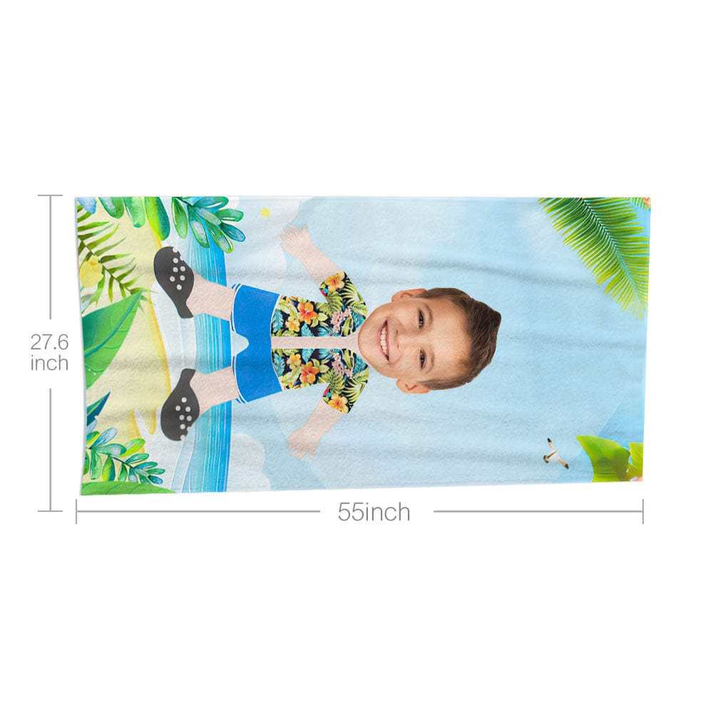 Custom Face Beach Towel Personalized Hawaiian Style Beach Towel Funny Gift for Summer - MyFaceBoxer