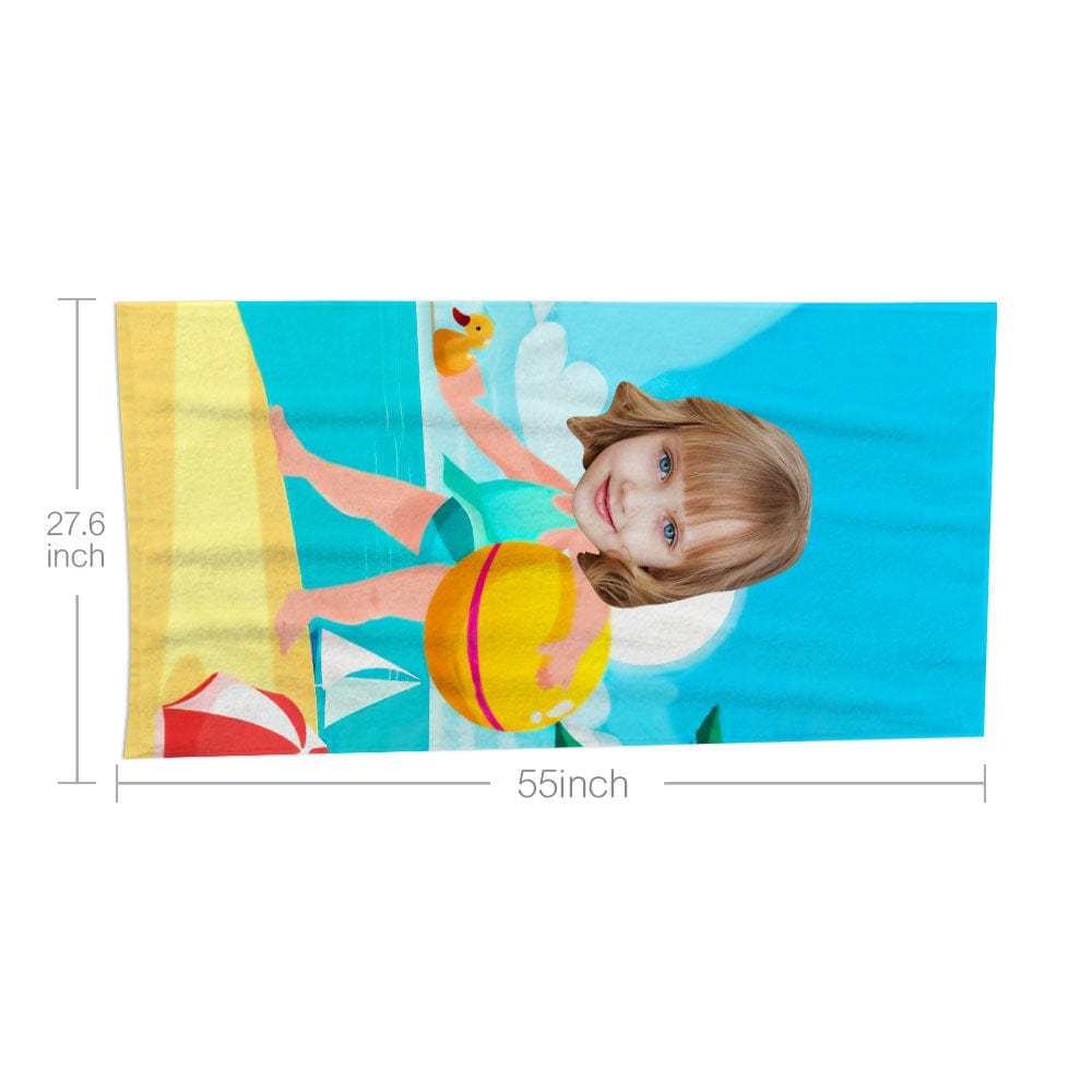 Custom Face Beach Towel Personalized Holding Ball Girl Style Beach Towel Funny Gift for Summer - MyFaceBoxer