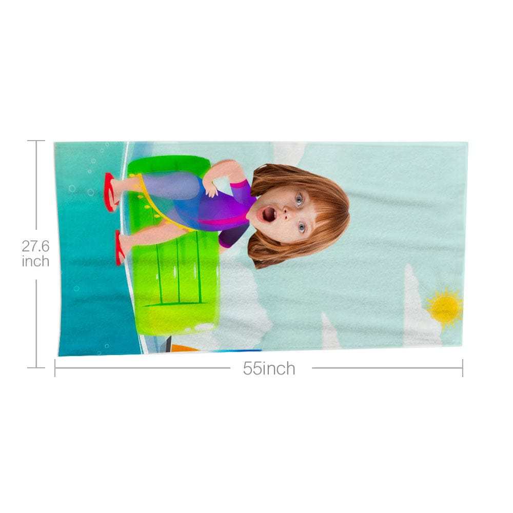 Custom Face Beach Towel Personalized Inflatable Cushion Girl Beach Towel Funny Gift for Summer - MyFaceBoxer