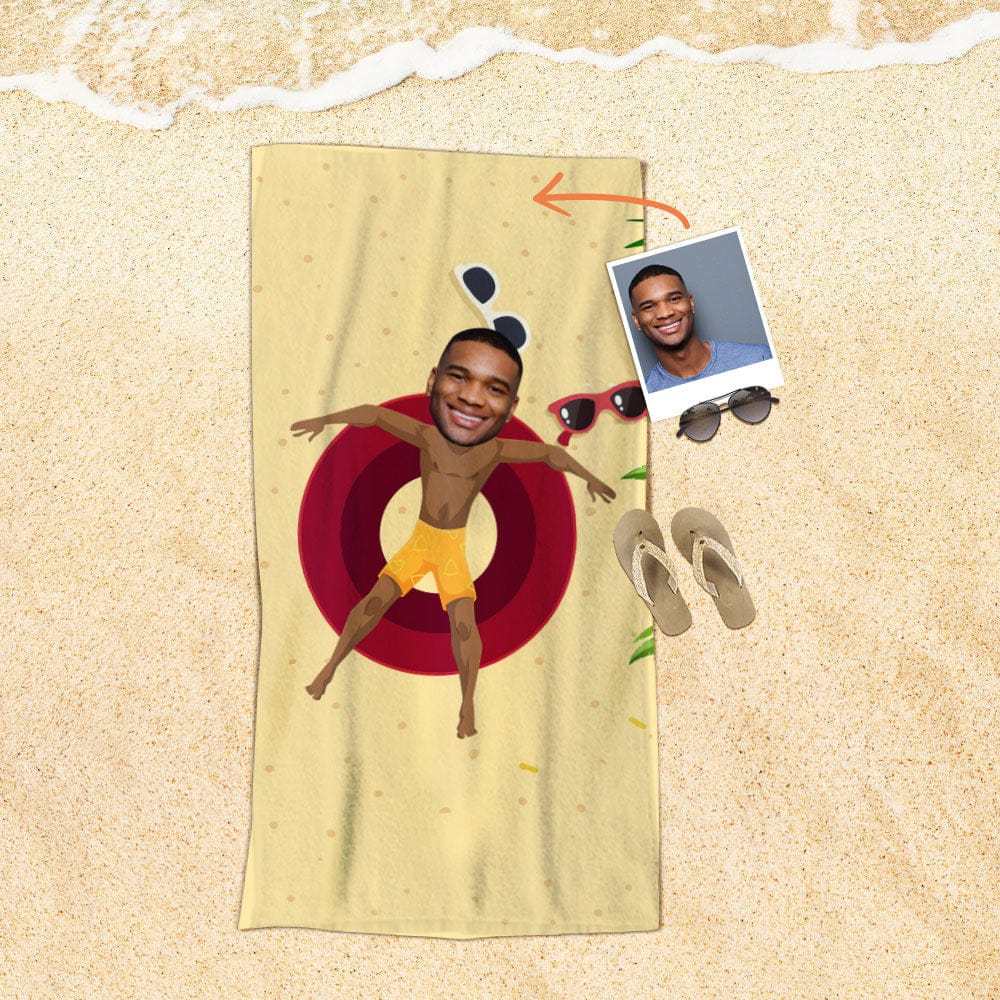 Custom Face Beach Towel Personalized Yellow Pants Men Beach Towel Funny Gift for Summer - MyFaceBoxer