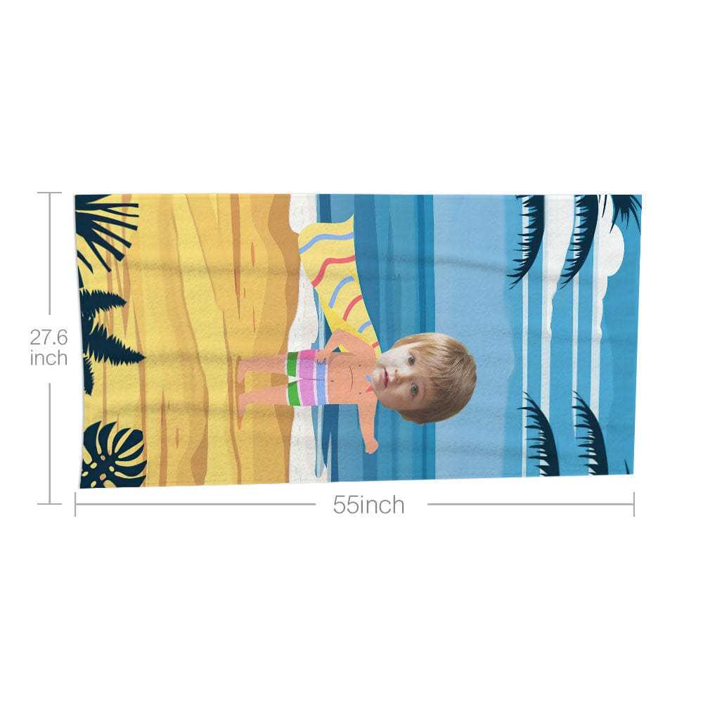 Custom Face Beach Towel Personalized Mantle Boy Beach Towel Funny Gift for Summer - MyFaceBoxer
