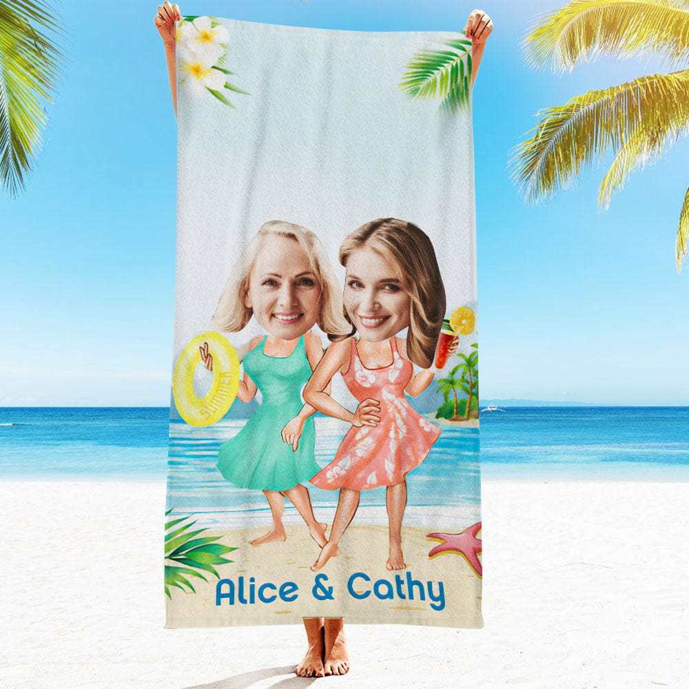 Custom Face Beach Towel Personalized Sexy Bikini Girl Beach Towel Funny Gift for Summer - MyFaceBoxer
