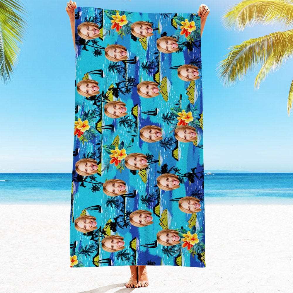 Personalized Beach Towels with Photo Custom Mountains Beach Towel - MyFaceBoxer