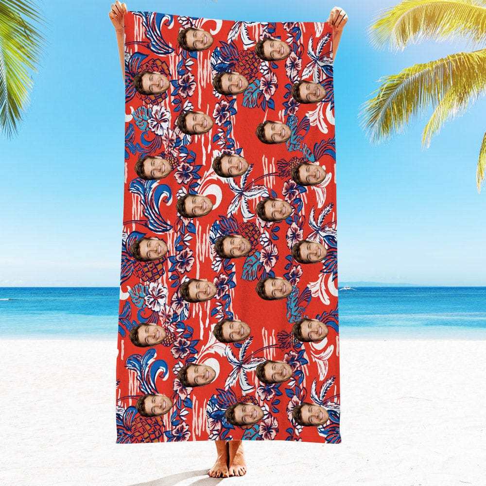 Personalized Beach Towels with Photo Custom Hot Summer Beach Towel - MyFaceBoxer
