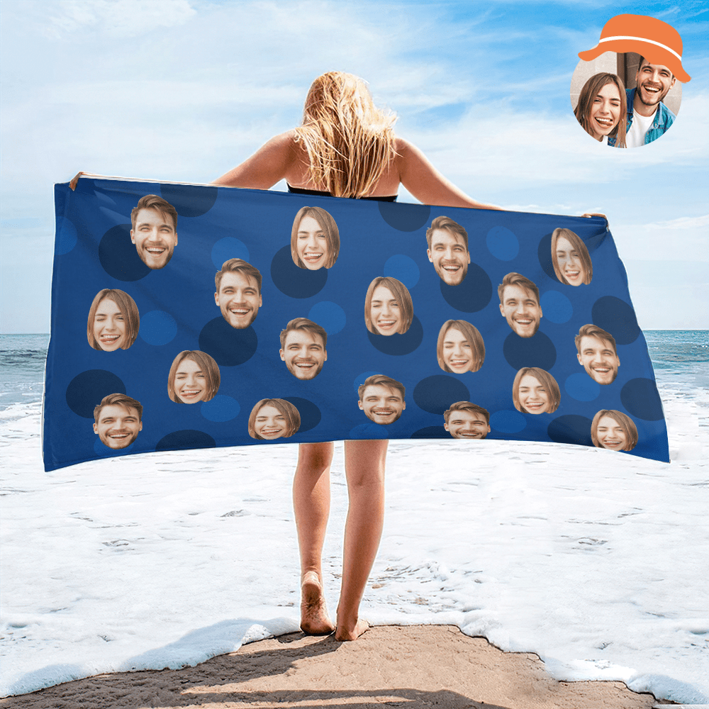 Personalized Face Beach Towel Custom Beach Towel Summer Gift - MyFaceBoxer