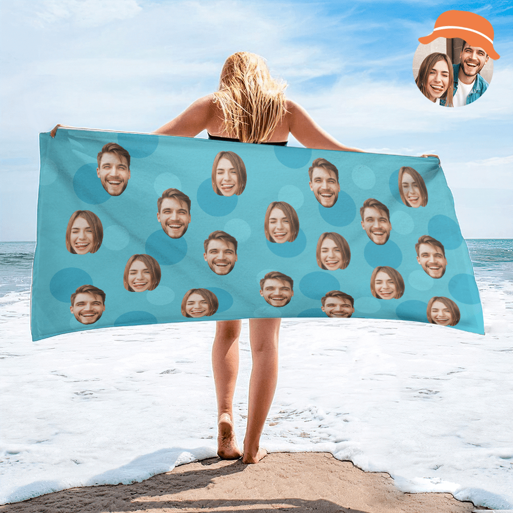 Personalized Face Beach Towel Custom Beach Towel Summer Gift - MyFaceBoxer