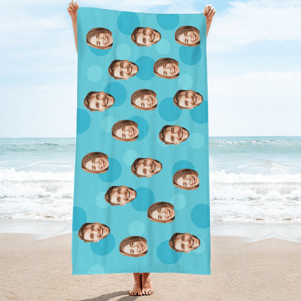 Personalized Face Beach Towel Custom Beach Towel Summer Gift - MyFaceBoxer