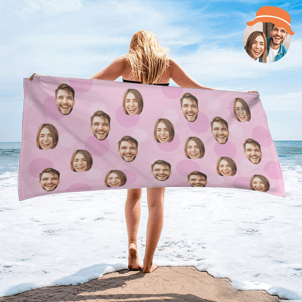 Personalized Face Beach Towel Custom Beach Towel Summer Gift - MyFaceBoxer