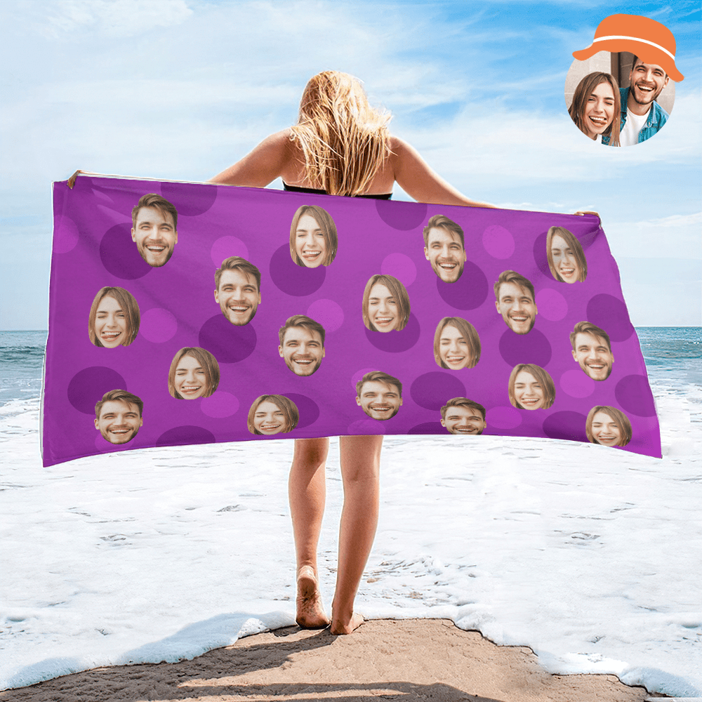 Personalized Face Beach Towel Custom Beach Towel Summer Gift - MyFaceBoxer