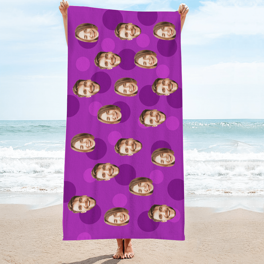 Personalized Face Beach Towel Custom Beach Towel Summer Gift - MyFaceBoxer