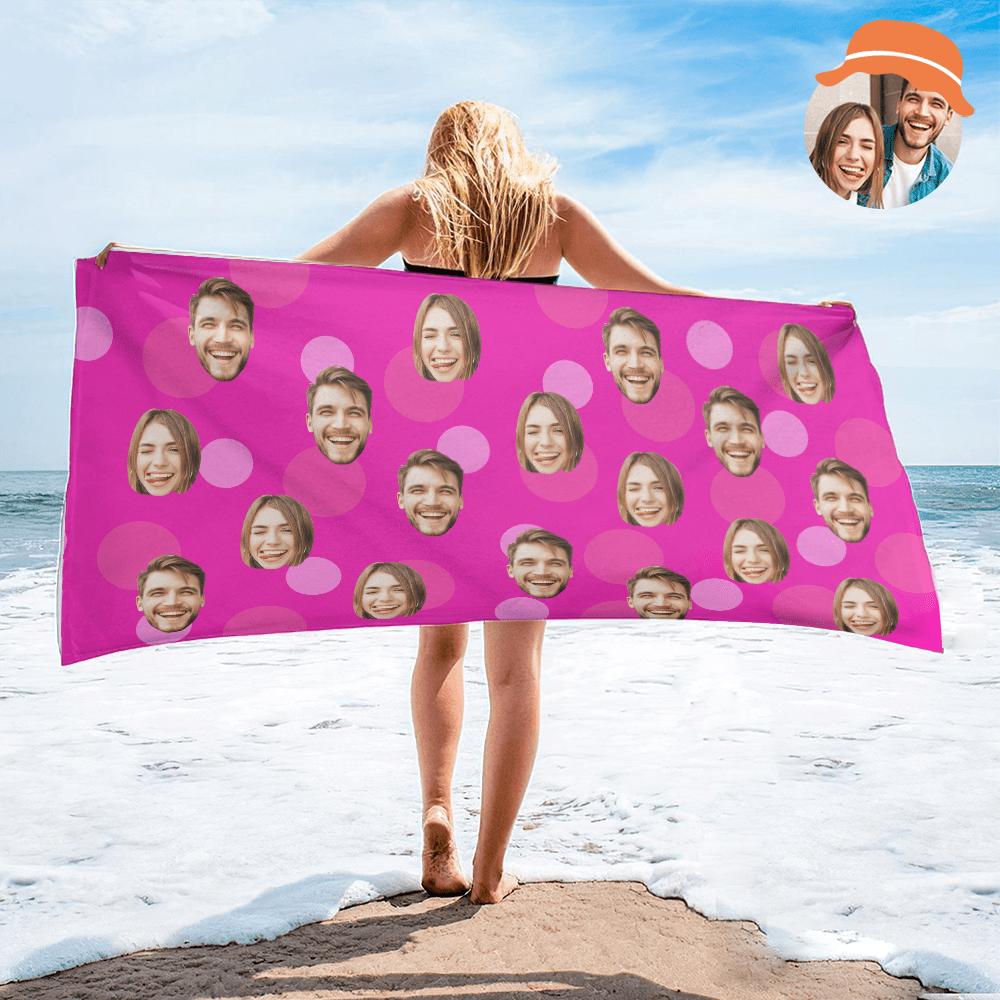 Personalized Face Beach Towel Custom Beach Towel Summer Gift - MyFaceBoxer