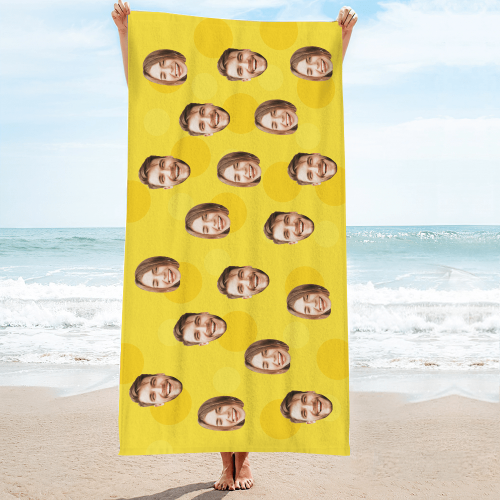 Personalized Face Beach Towel Custom Beach Towel Summer Gift - MyFaceBoxer
