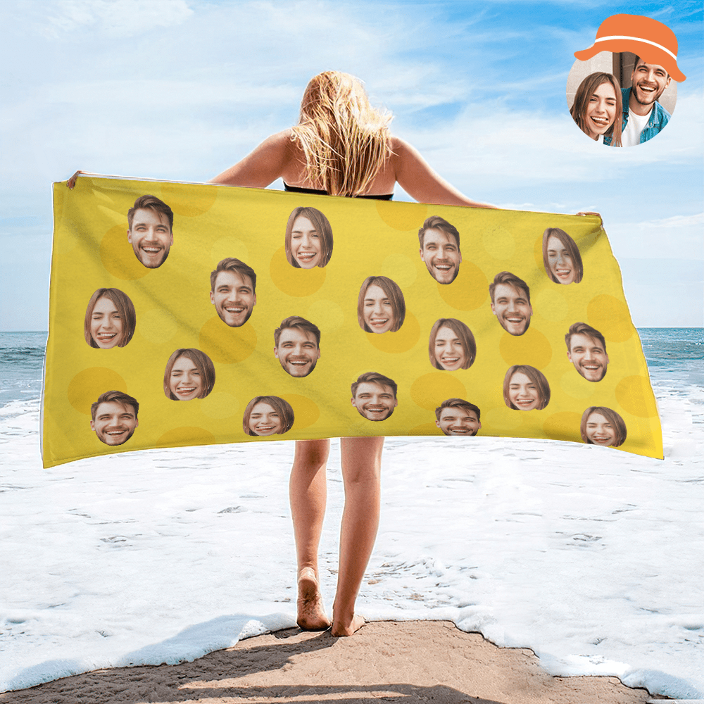 Personalized Face Beach Towel Custom Beach Towel Summer Gift - MyFaceBoxer