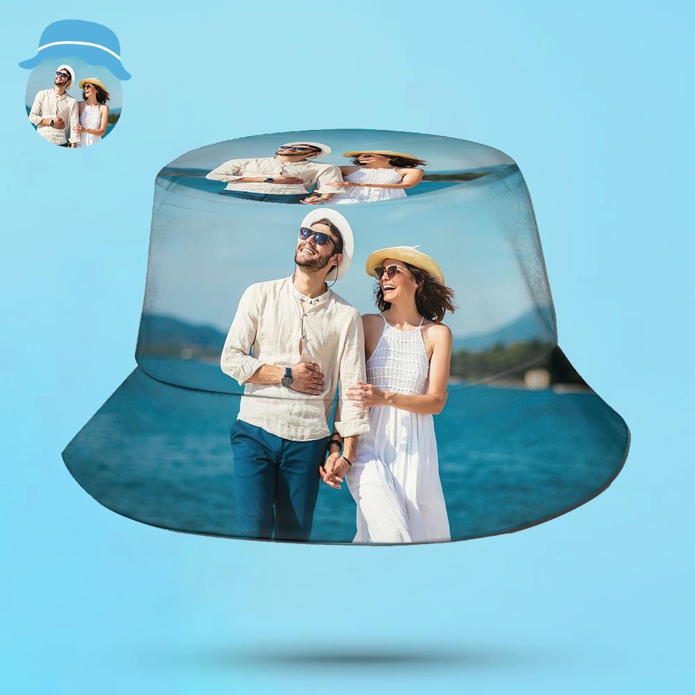 Custom Bucket Hat Unisex Photo Bucket Hat Personalize Wide Brim Outdoor Summer Cap Hiking Beach Sports Hats Gift for Lover - MyFaceBoxerAU
