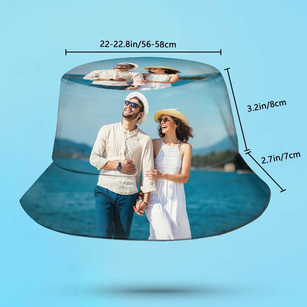 Custom Bucket Hat Unisex Photo Bucket Hat Personalize Wide Brim Outdoor Summer Cap Hiking Beach Sports Hats Gift for Lover - MyFaceBoxerAU