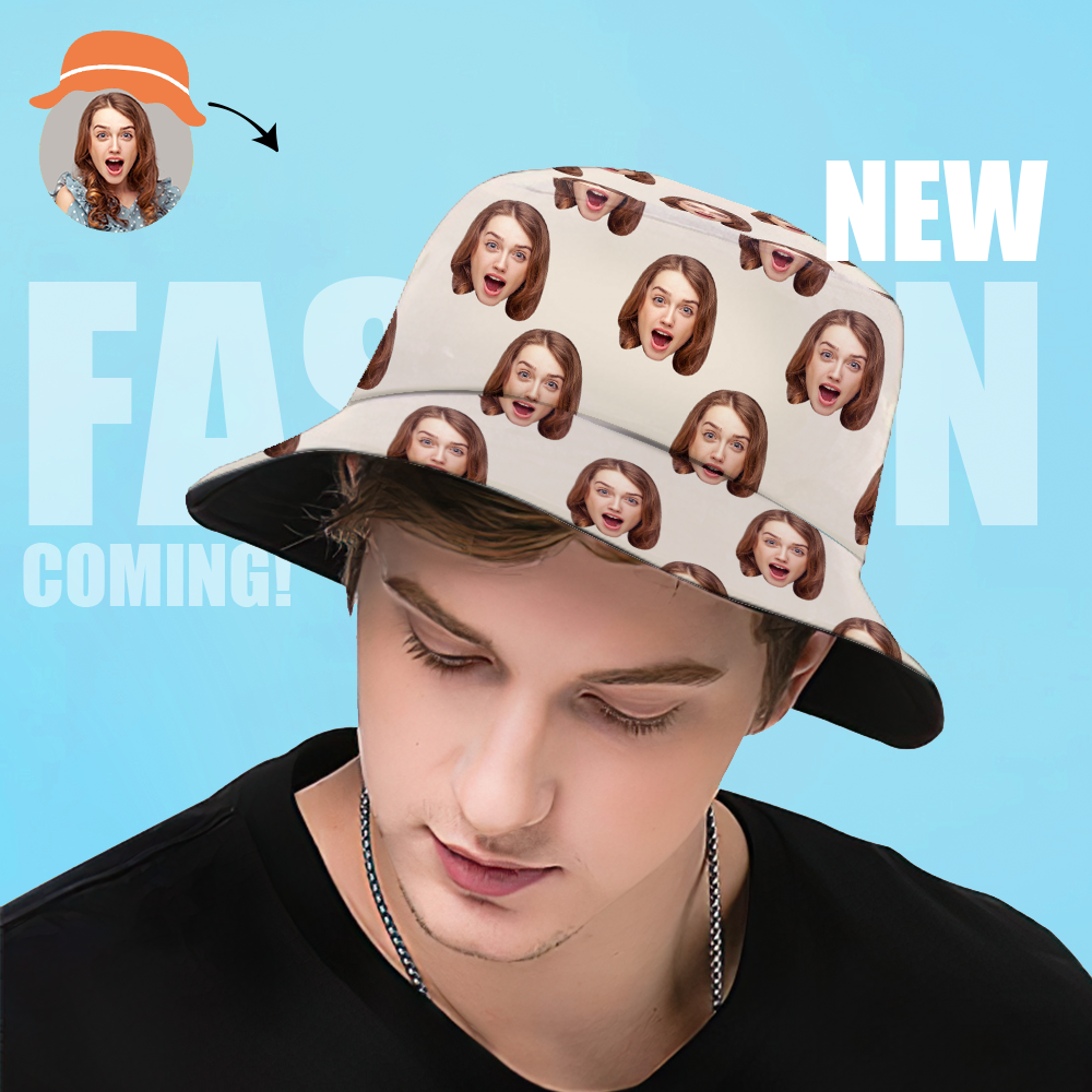 Custom Bucket Hat Unisex Face Bucket Hat Personalize Wide Brim Outdoor Summer Cap Hiking Beach Sports Hats Gift for Lover - MyFaceBoxerAU
