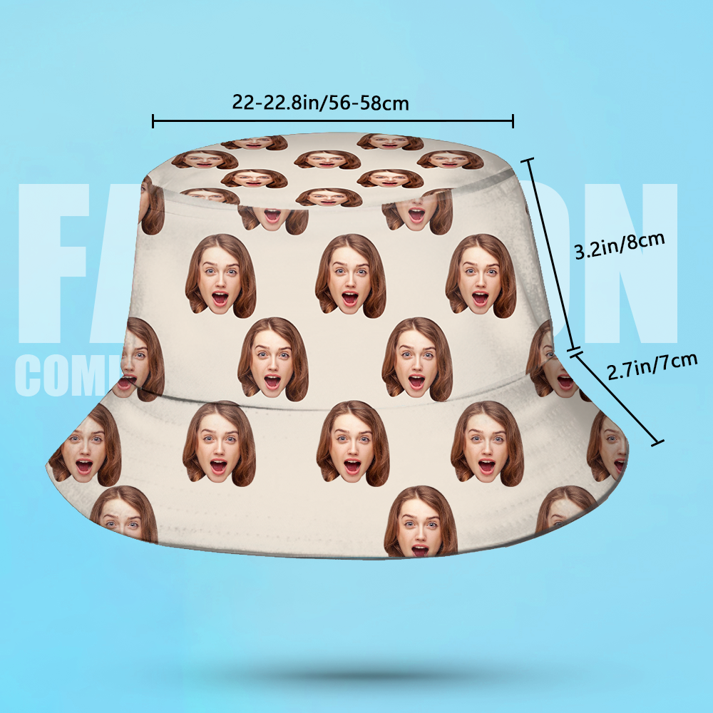 Custom Bucket Hat Unisex Face Bucket Hat Personalize Wide Brim Outdoor Summer Cap Hiking Beach Sports Hats Gift for Lover - MyFaceBoxerAU