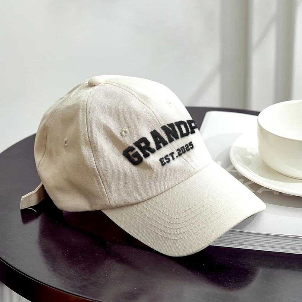 Father's Day Gifts Custom Embroidered Hat, Personalised Date, Vintage Baseball Hat, Gift For New Grandma Grandpa