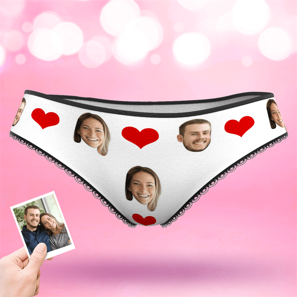Couple Women's Custom Face Heart Panties - MyFaceBoxerAU