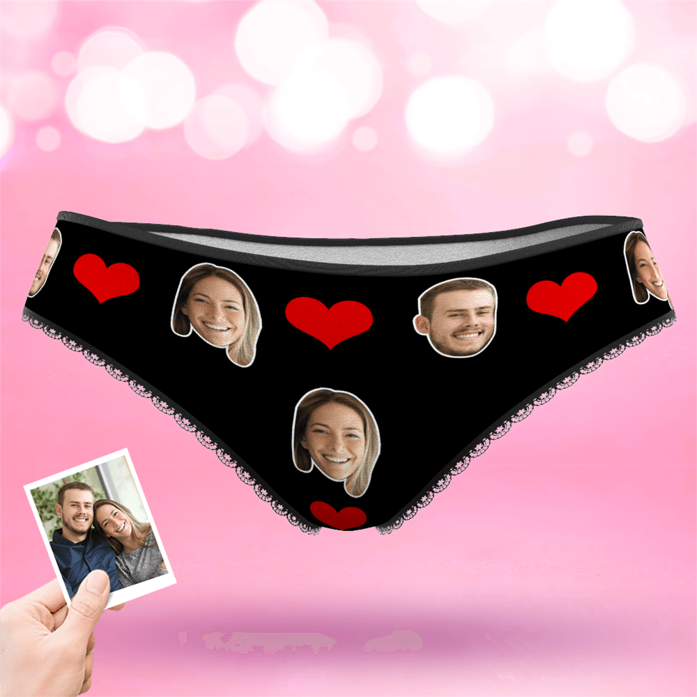 Couple Women's Custom Face Heart Panties - MyFaceBoxerAU