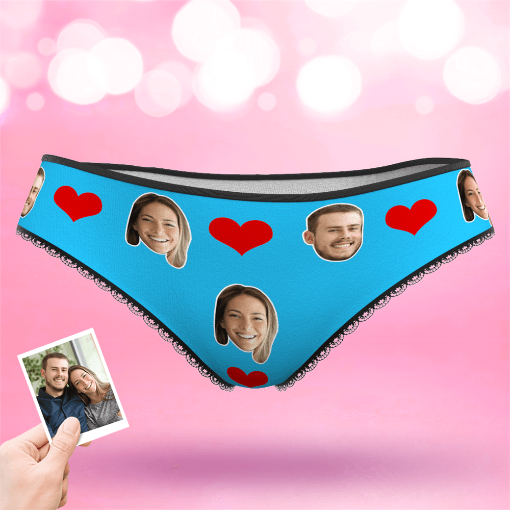 Couple Women's Custom Face Heart Panties - MyFaceBoxerAU