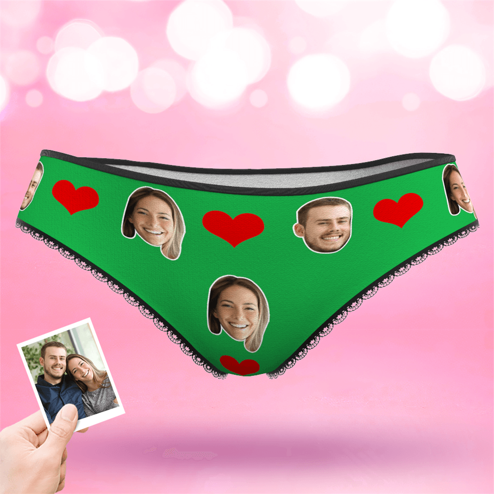 Couple Women's Custom Face Heart Panties - MyFaceBoxerAU