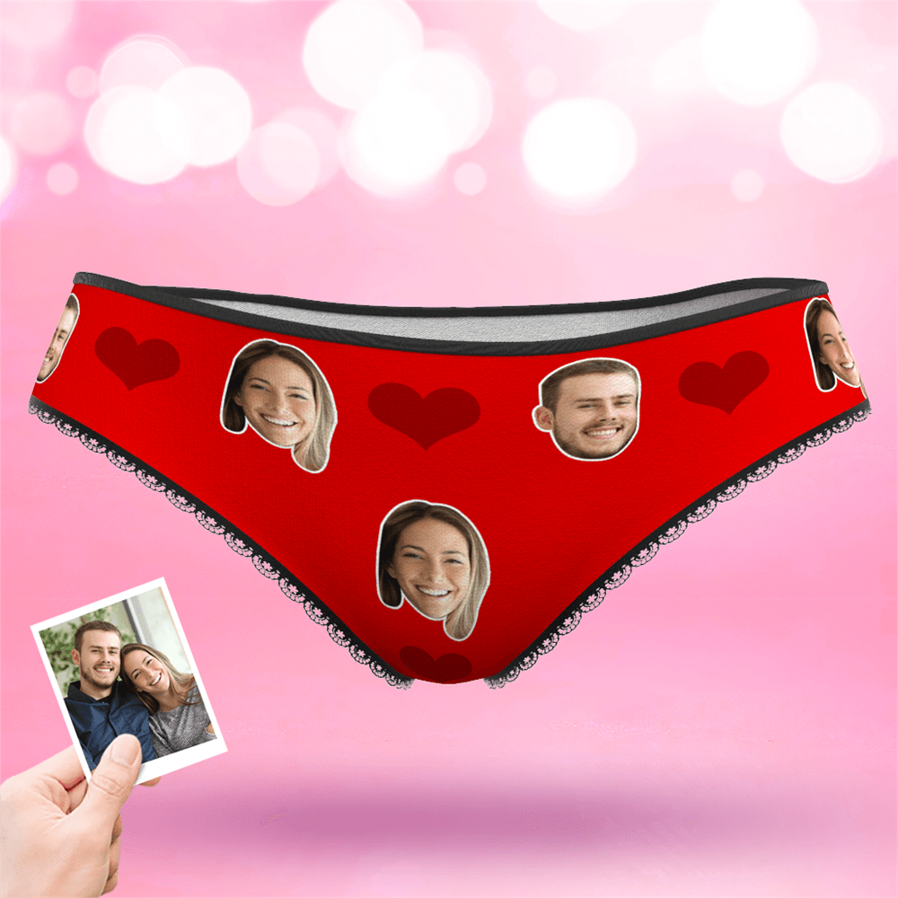Couple Women's Custom Face Heart Panties - MyFaceBoxerAU