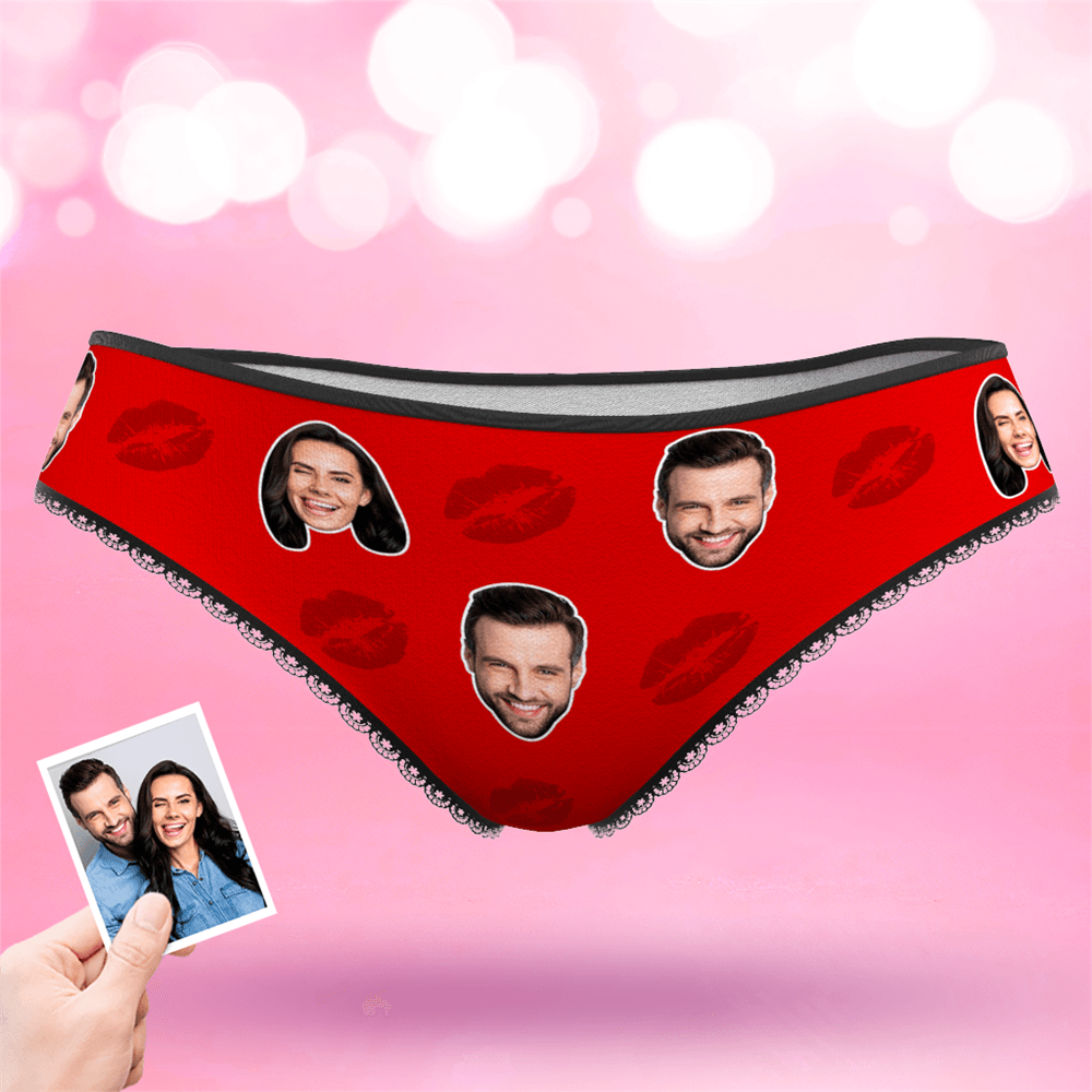 Couple Women's Custom Face Colorful Panties - Kiss - MyFaceBoxerAU