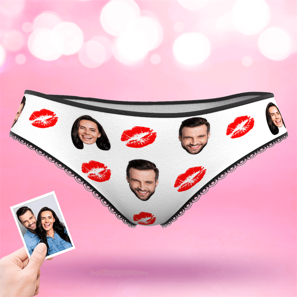 Couple Women's Custom Face Colorful Panties - Kiss - MyFaceBoxerAU