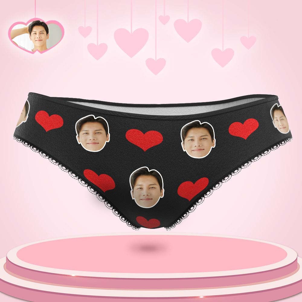 Couple Women's Custom Face Heart Panties - MyFaceBoxerAU