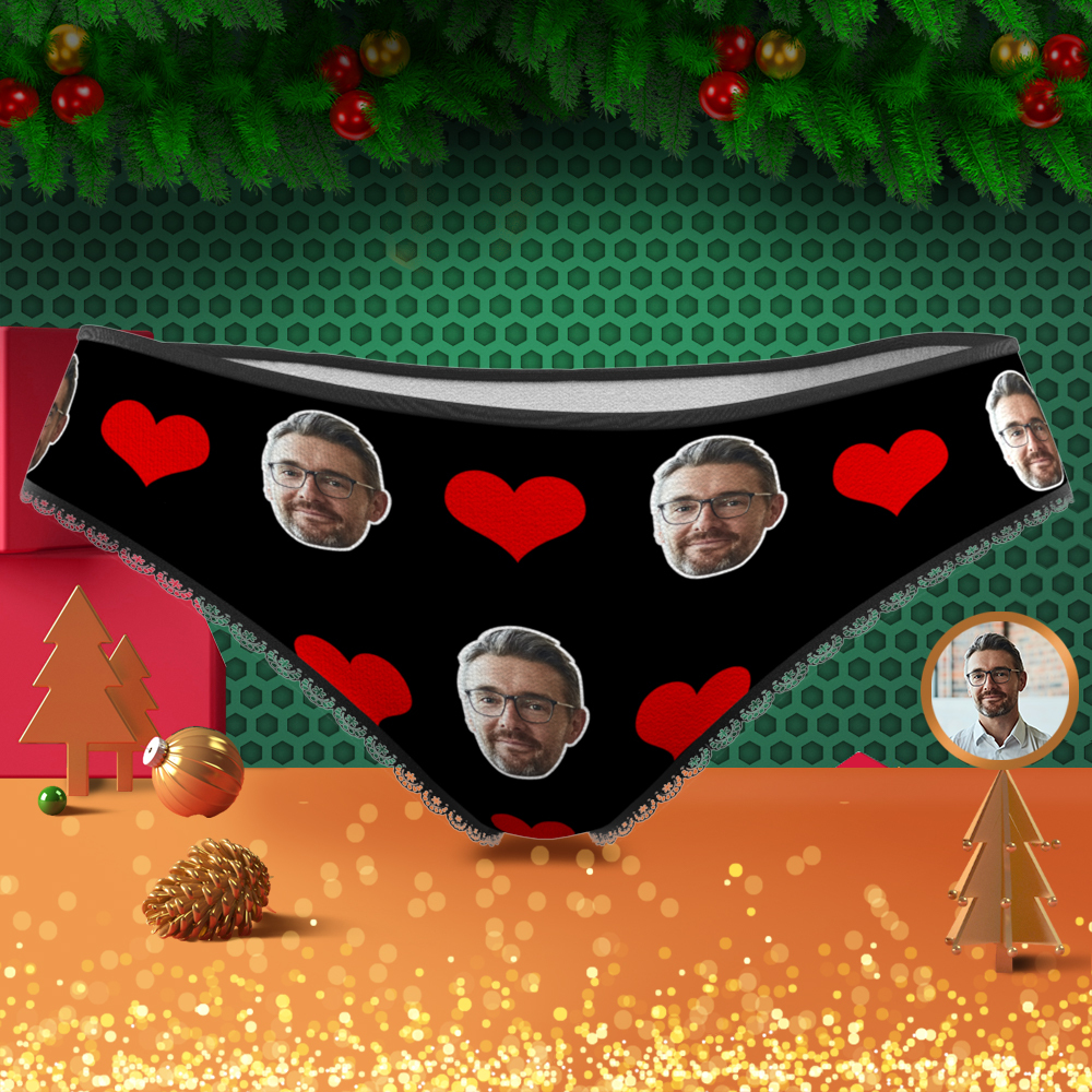 Couple Women's Custom Face Heart Panties - MyFaceBoxerAU
